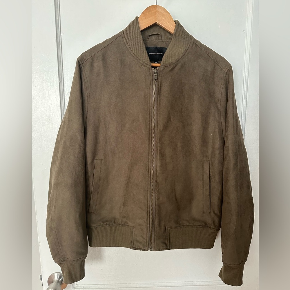 Banana Republic Suede Olive Bomber Jacket (Size M)